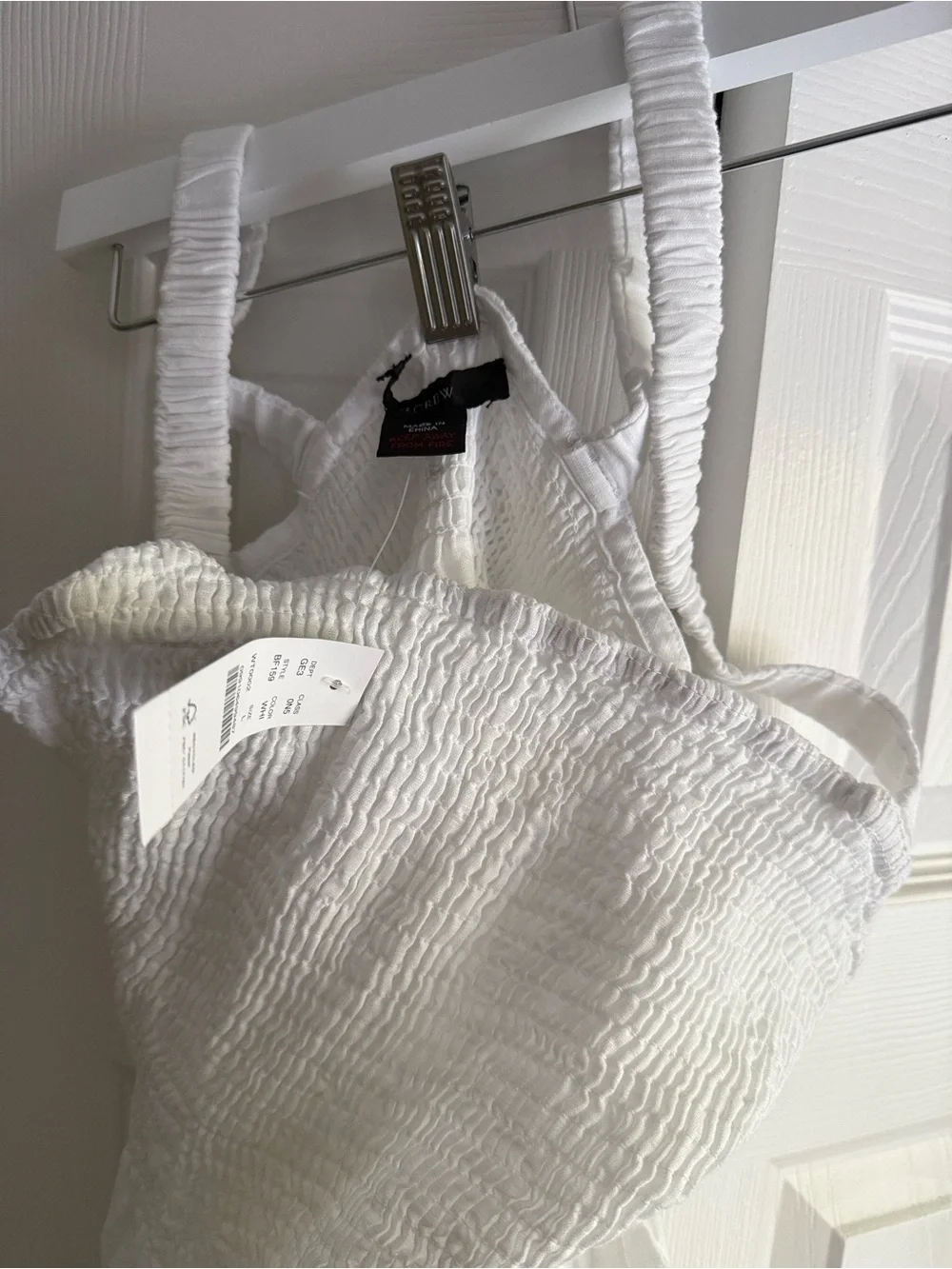 J. Crew White Linen Smocked Maxi Dress